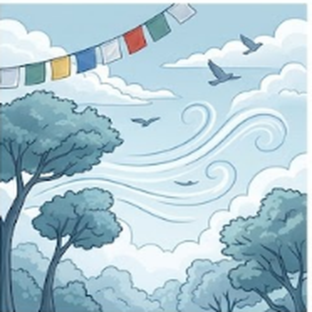 Vayu represented through a respectful symbolic natural scene