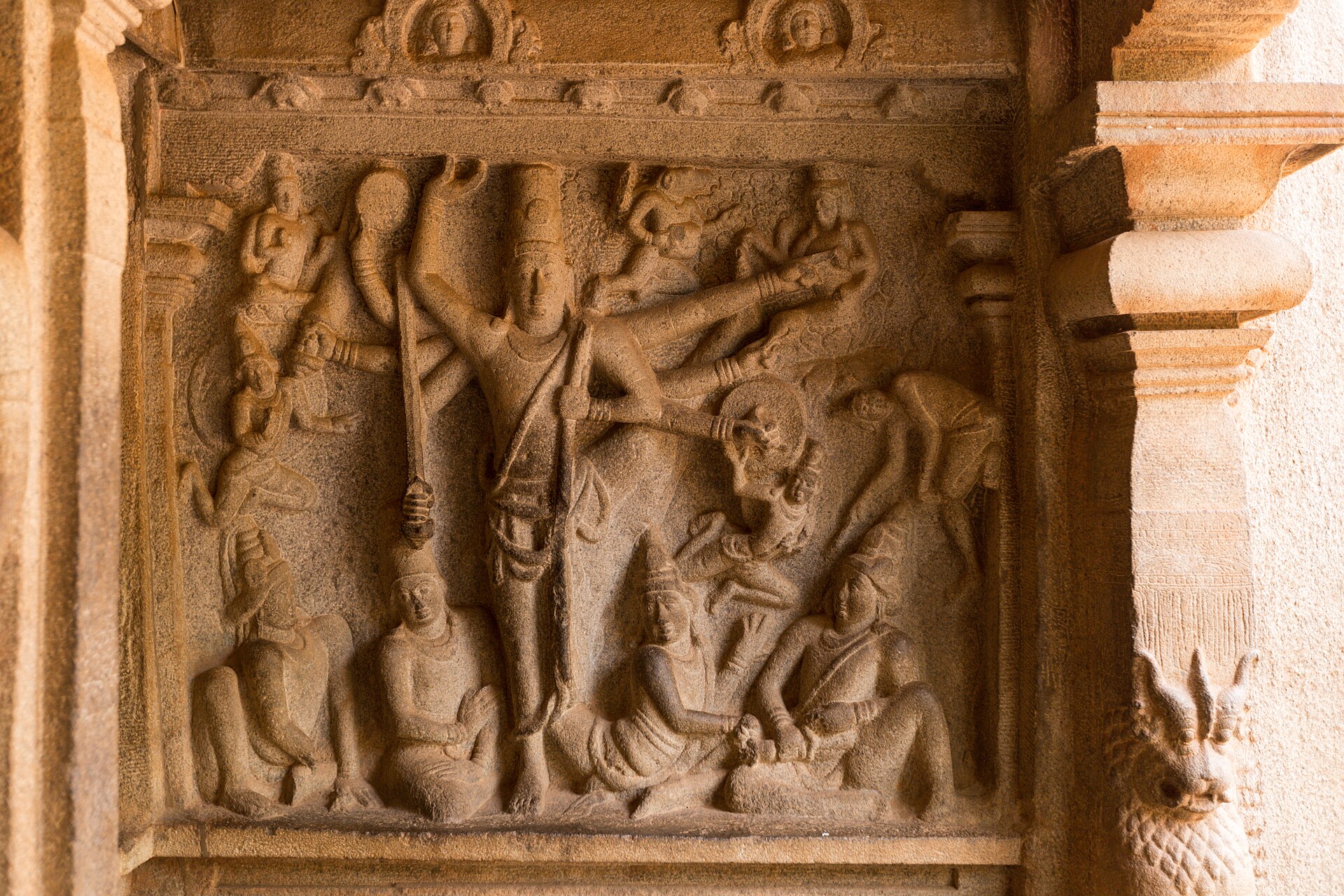 Rock-cut temple relief associated with the Vamana incarnation of Vishnu.