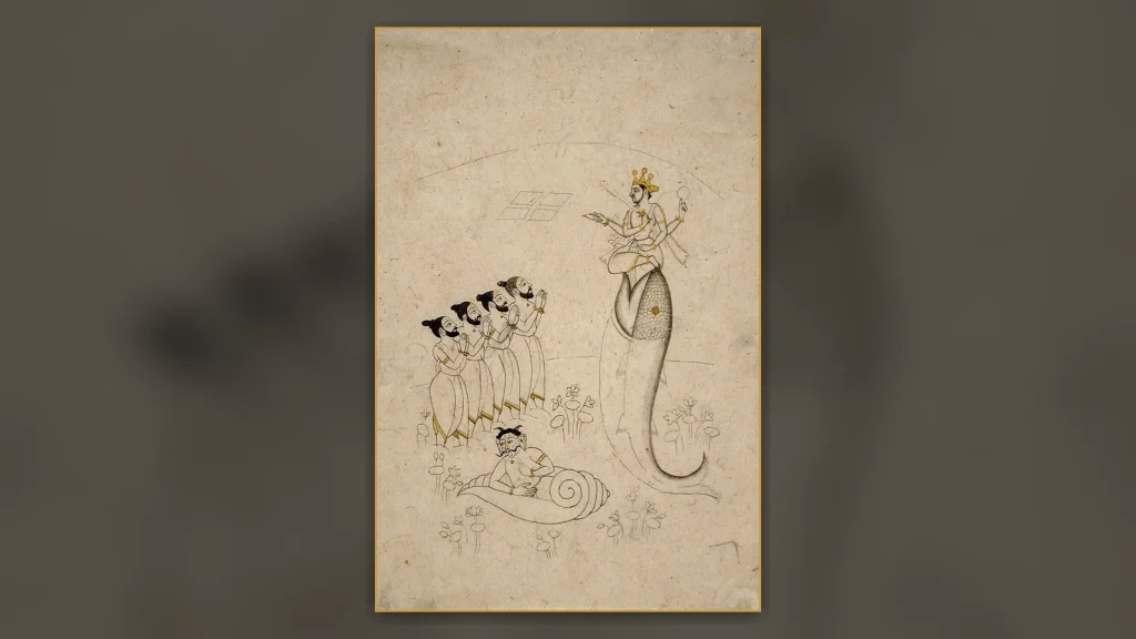 Painted representation of Matsya, the fish avatar of Vishnu.