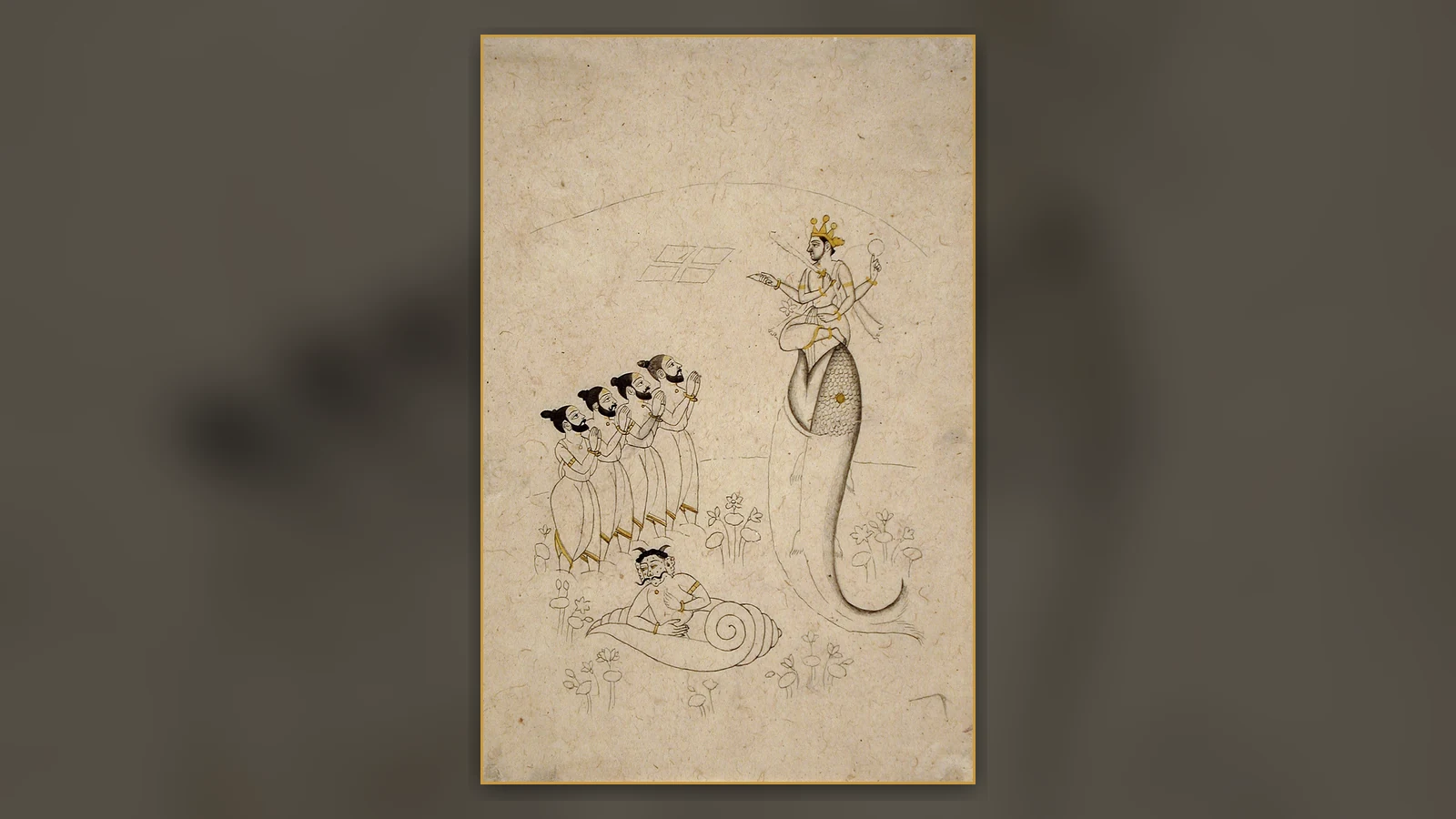 Painted representation of Matsya, the fish avatar of Vishnu.