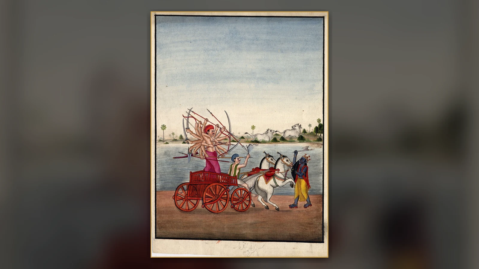 Historical painting of Parashurama confronting King Kartavirya Arjuna.