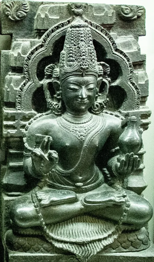 Stone Navagraha relief figure identified by the source as probably Shukra, associated with Venus.